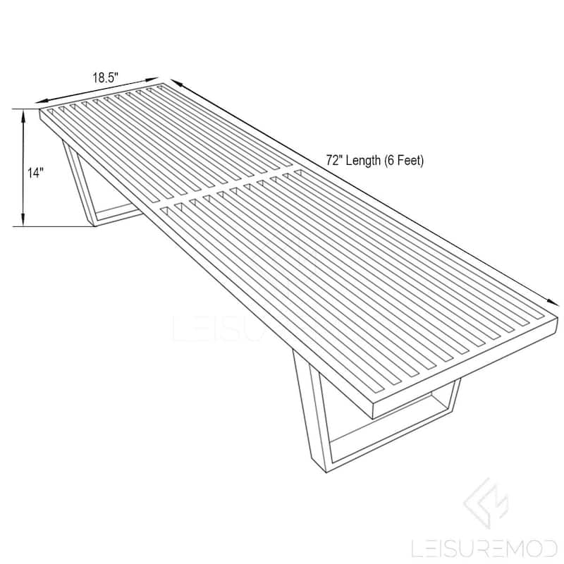 Leisuremod 5-foot Wide Slatted Platform Bench With Rubberwood Frame And Beech Wood Legs Slatted Design Inwood Collection In Black