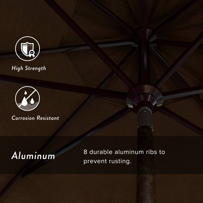 California Umbrella 11' Round Aluminum Crank Open Auto Tlit Patio Umbrella, Bronze Finish, Double Wind Vent.