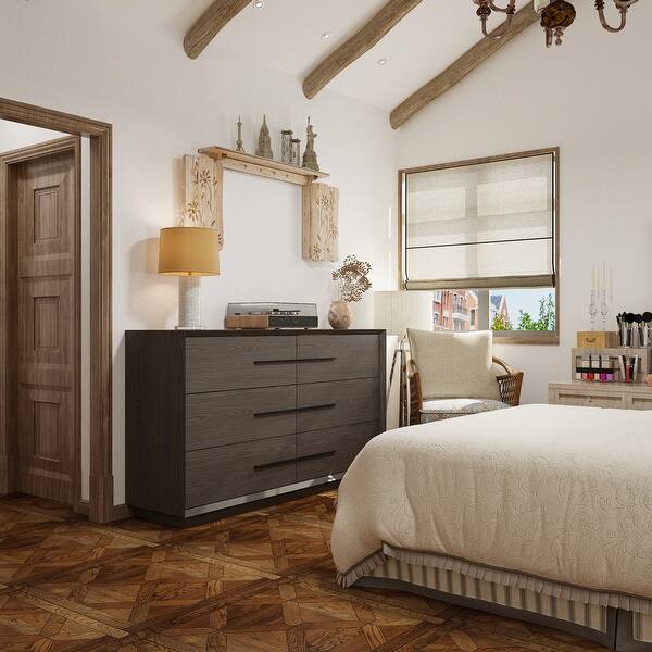 6 - Drawer Brown Wood Dresser: Large - Capacity Storage, Modern Minimalist  Design Storage Cabinet Chest - On Sale - Bed Bath & Beyond - 43006089