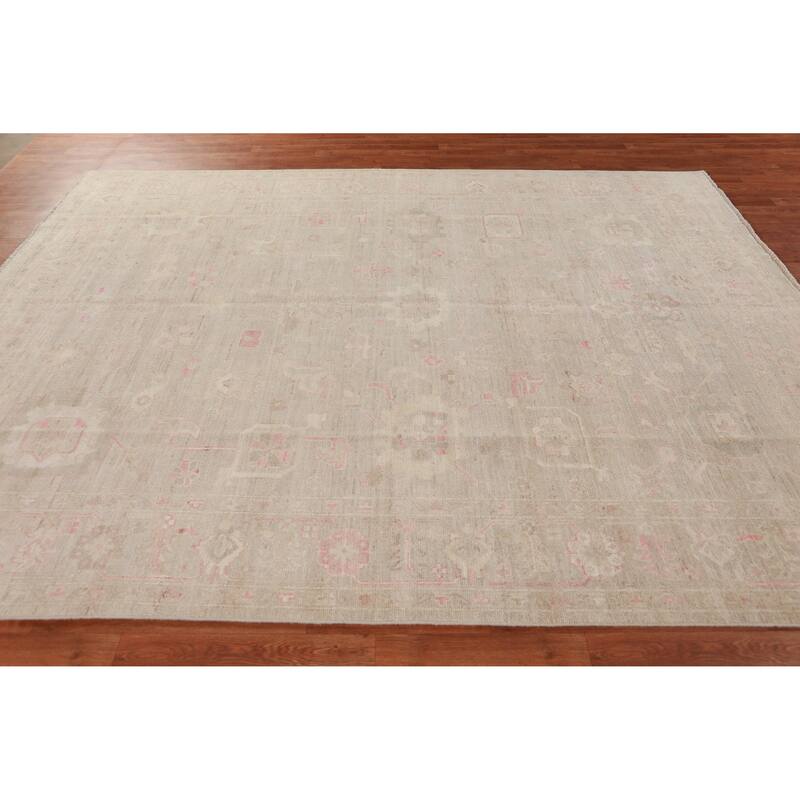 Hand Knotted Oriental 100% Wool Carpet Transitional All-Over Beige & Ivories Oushak Area Rug - 10' 0'' X 8' 0''