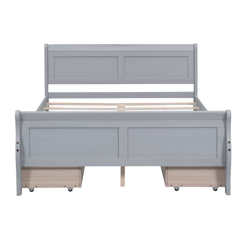 Elegant Full Size Wood Platform Bed with 4 Drawers - Solid Wood Construction, No Box Spring Needed