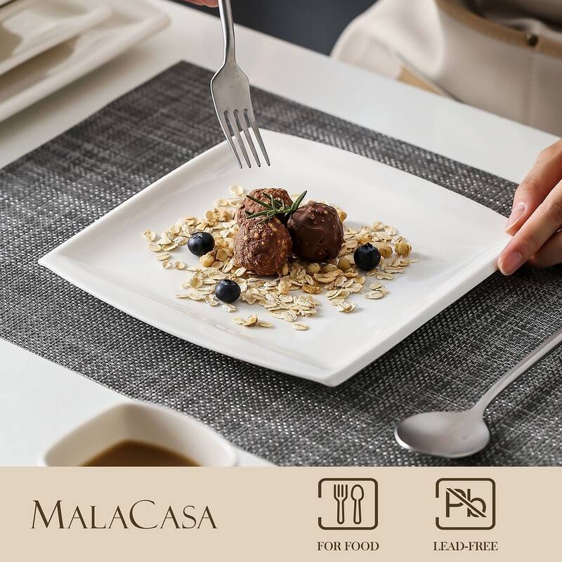 MALACASA Blance 30-Piece Square Dinnerware Set (Service for 6)