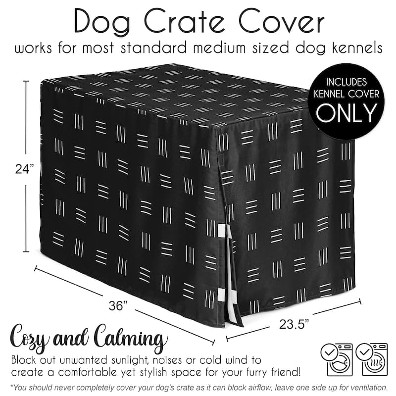 Sweet Jojo Designs Black and White Boho Mudcloth Dog Crate Kennel Cover 36in. White and Black Bohemian Woodland Tribal Southwest