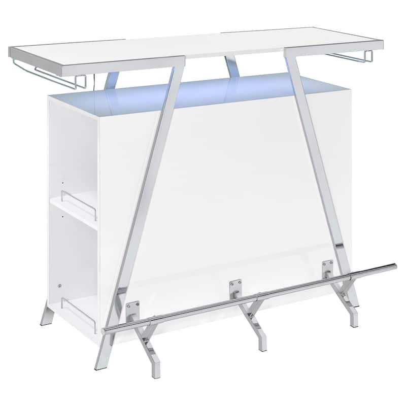 Araceli White High Gloss Freestanding LED Home Bar Cabinet
