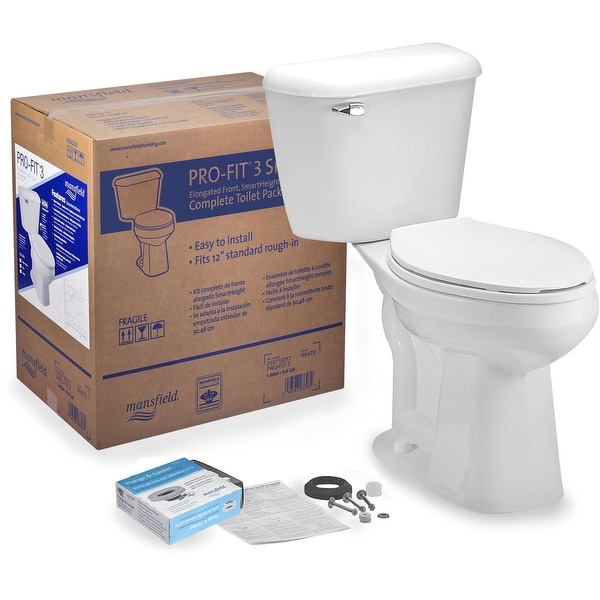 Mansfield 137LTCTK Pro-Fit 1.6 GPF Two-Piece Elongated Comfort Height Toilet Complete Kit - White