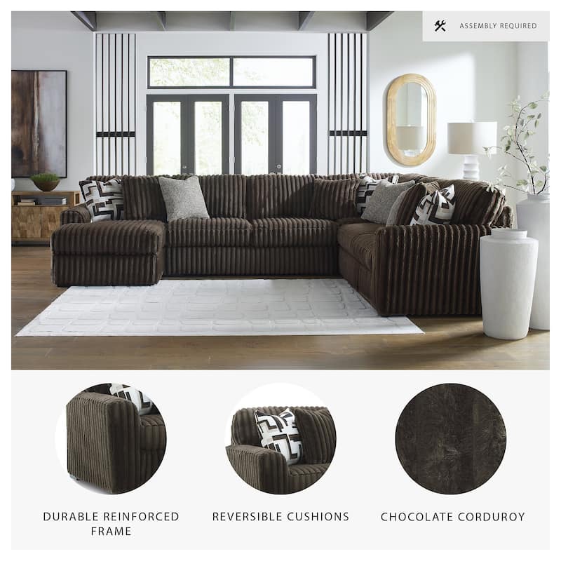 Signature Design by Ashley Midnight-Madness 4-Piece Sectional with Chaise - 151"W x 121"D x 40"H