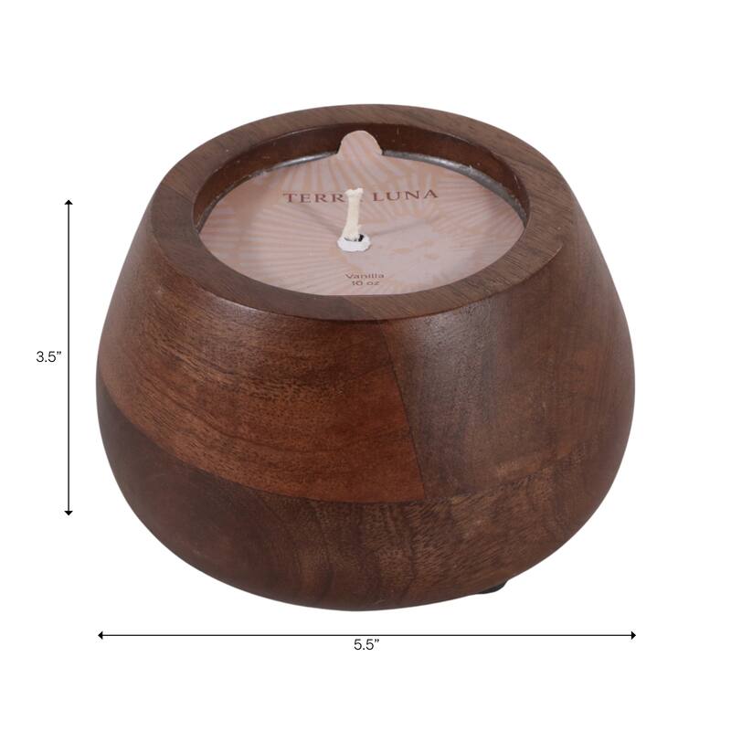 Decorative Vanilla Scented Mango Wood Bowl Candle