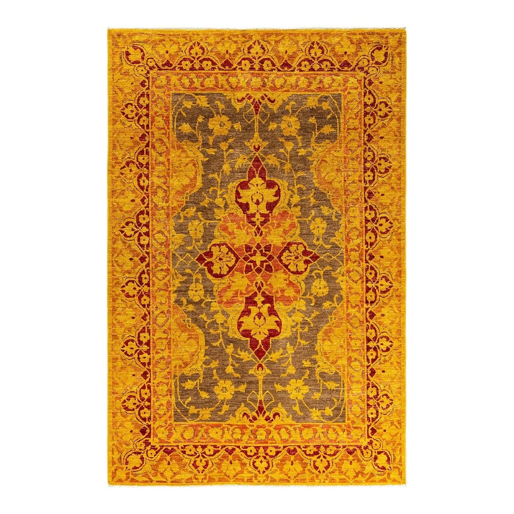 Overdyed, One-of-a-Kind Hand-Knotted Area Rug - Brown - 6' 1" x 9' 0"