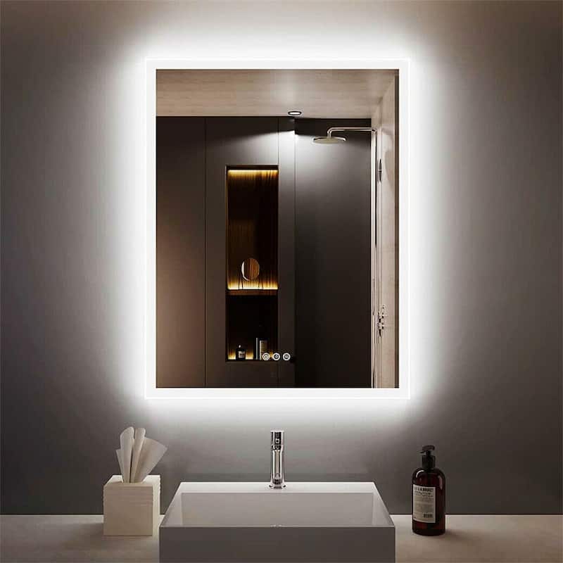 Memory Function Adjustable Warm White/Natural/Daylight Lights Bathroom Mirror - 400x500mm - 400x500mm - White/Silver