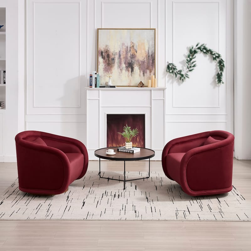 Swivel Accent Chair, 360-degree Swivel Barrel Chair with Teddy Upholstery, Comfy Pumpkin-Shaped Swivel Chair