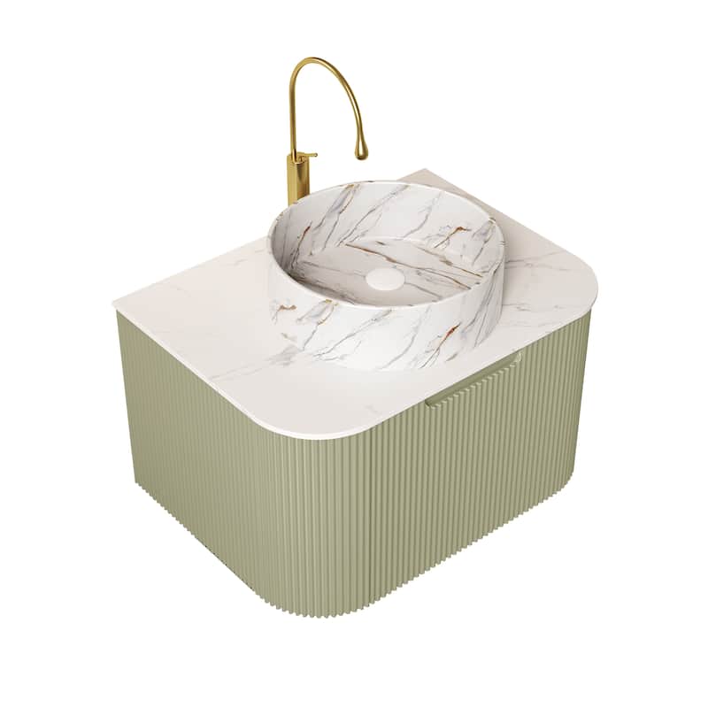 Wall-Mounted Floating Bathroom Vanity with Sink