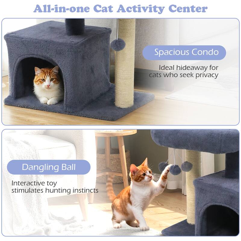 Gymax 19.5'' Small Cat Tree w/Large Padded Plush Perch Condo Sisal