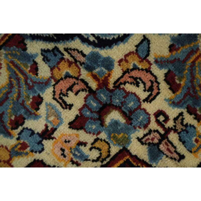 Hand Knotted Oriental 100% Wool Carpet Traditional Floral Red Kashan Area Rug - 9' 11'' X 6' 6''