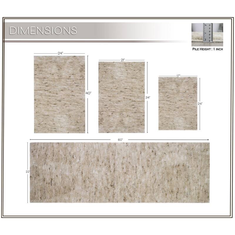 Home Weavers Cloud Comfort 100% Microfiber Bathroom Rug Non Slip Bath & Water Absorbent Soft Bath Mat 4 PC Set with Runner