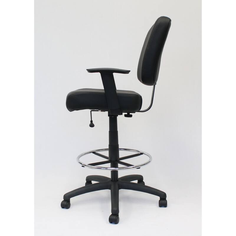 Hya Heavy Duty Swivel Office Stool, Footring & Adjustable Arms, Black