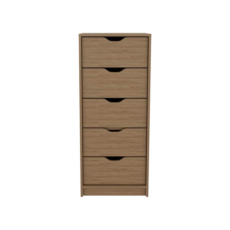 Tall Narrow Dresser,Pull Out System,Five Drawers,Natural Oak