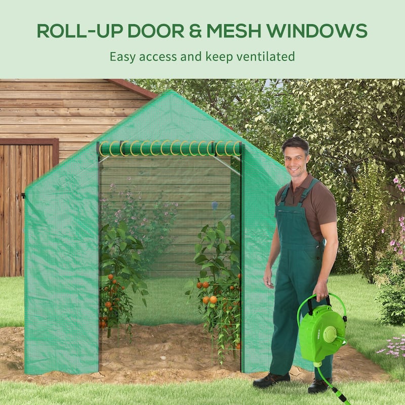 Tunnel Greenhouse with UV-resistant PE Cover, 6.6' x 10'