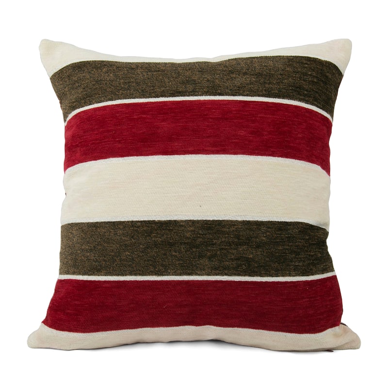 Violet Linen Deluxe Chenille Striped Pattern Decorative Cushion Cover - Burgundy