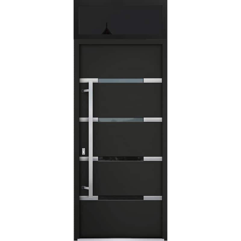 Front Prehung Steel Door 1105 Black Enamel Stainless Inserts W36xH80 Lh I - Black - 36 x 96