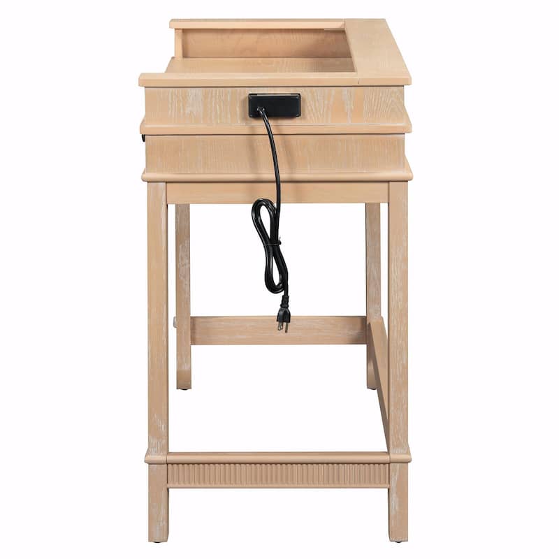 4-Piece Dining Table Set for 3 - Retro Kitchen Table with 3 Storage Drawers and Matching Chairs