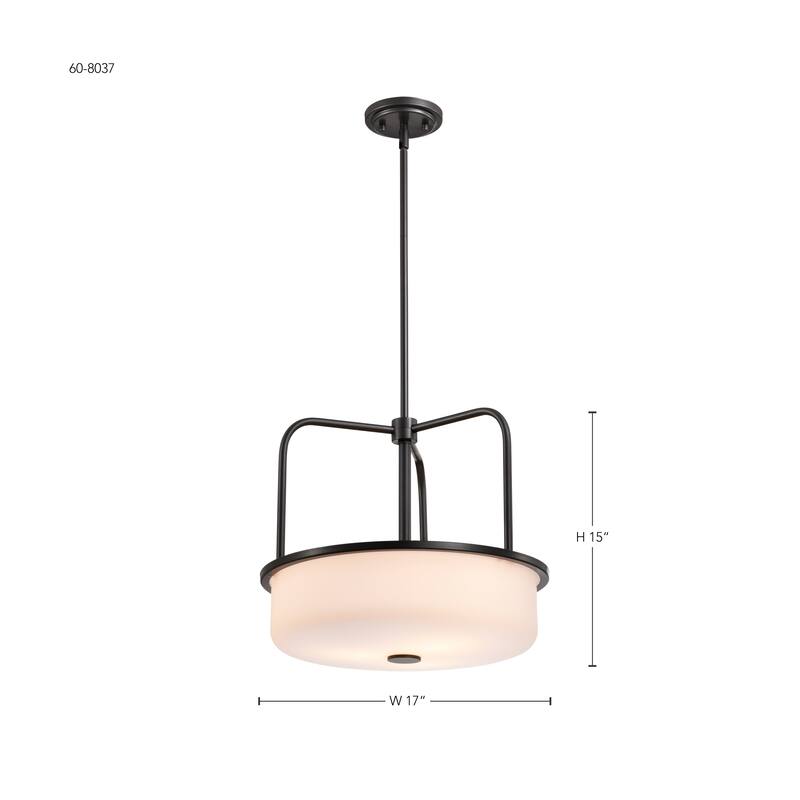 Warren 17 Inch Pendant Gun Metal with Satin White Glass - Gun Metal