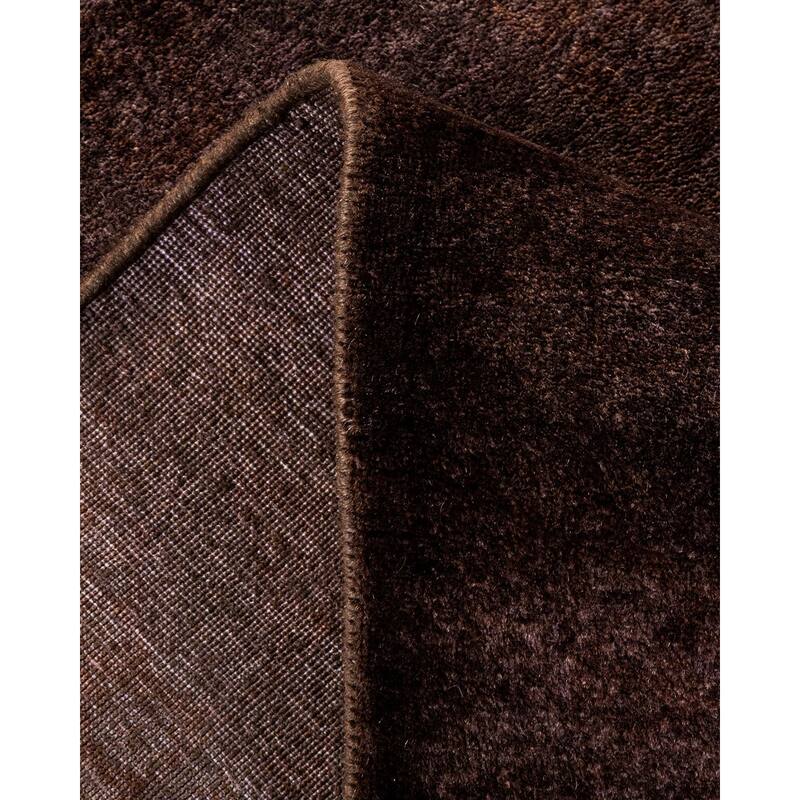 Overton Hand Knotted Wool Vintage Inspired Modern Contemporary Overdyed Brown Area Rug - 8' 4" x 10' 2"