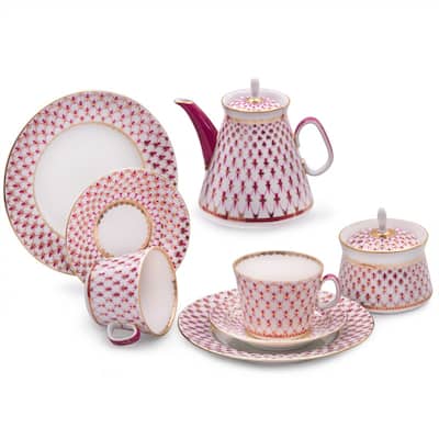 Imperial Porcelain Factory Lomonosov Net-Blues 20 pc. Tea Set for 6