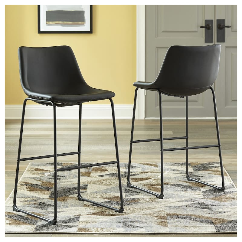 Signature Design by Ashley Centiar Black Bar Stool (Set of 2) - Extra Tall