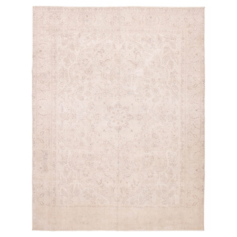 ECARPETGALLERY Hand-knotted Antalya Vintage Khaki Wool Rug - 9'3 x 12'2 - Light Khaki - 9'3 x 12'2