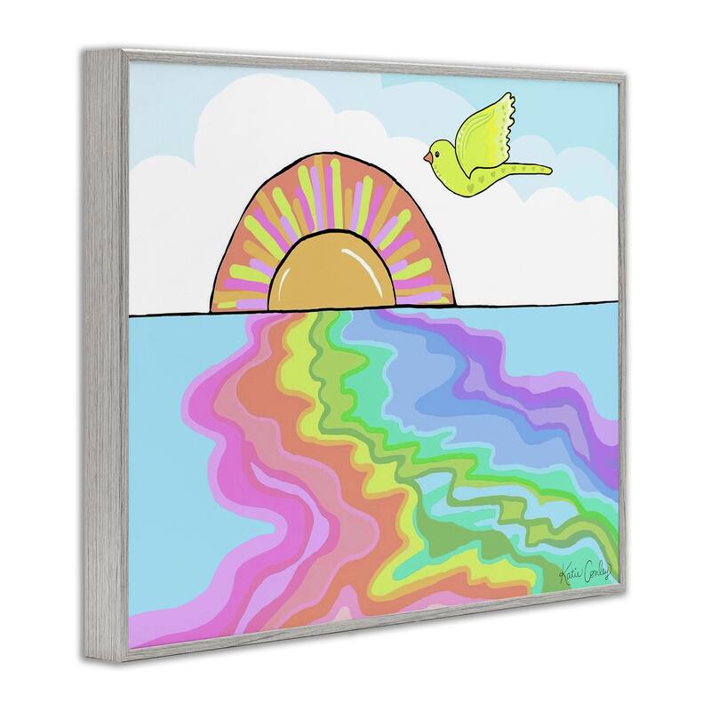 Stupell Swirling Rainbow Sea Reflection Framed Giclee Art Design By Katie Conley