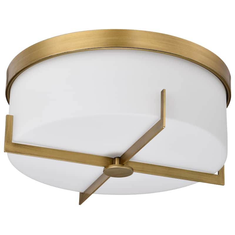 Roselle - 15 Inch Flush Mount - Natural Brass with White Glass - Natural Brass
