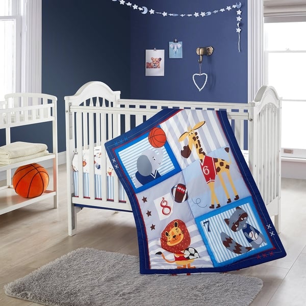 slide 2 of 4, Nanshing Future Sports Star 3 Piece Baby Nursery Crib Bedding Set