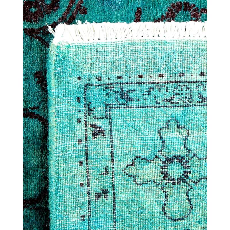 Overton Hand Knotted Wool Vintage Inspired Modern Contemporary Overdyed Blue Area Rug - 3' 1" x 5' 4"
