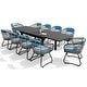 preview thumbnail 9 of 23, 7/11PC Outdoor Aluminum Expandable Patio Dining Sets Extension Table with Rattan Chair 11PC-BlueChairs