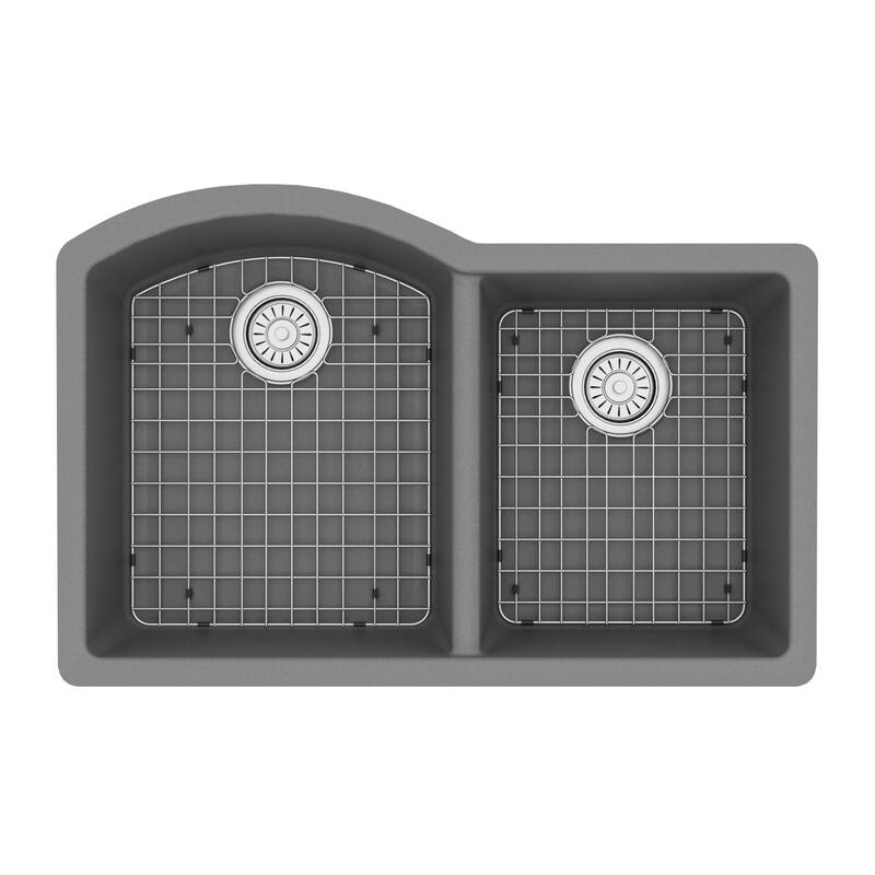 Karran Undermount Quartz 32 in. 60/40 Double Bowl Kitchen Sink Kit