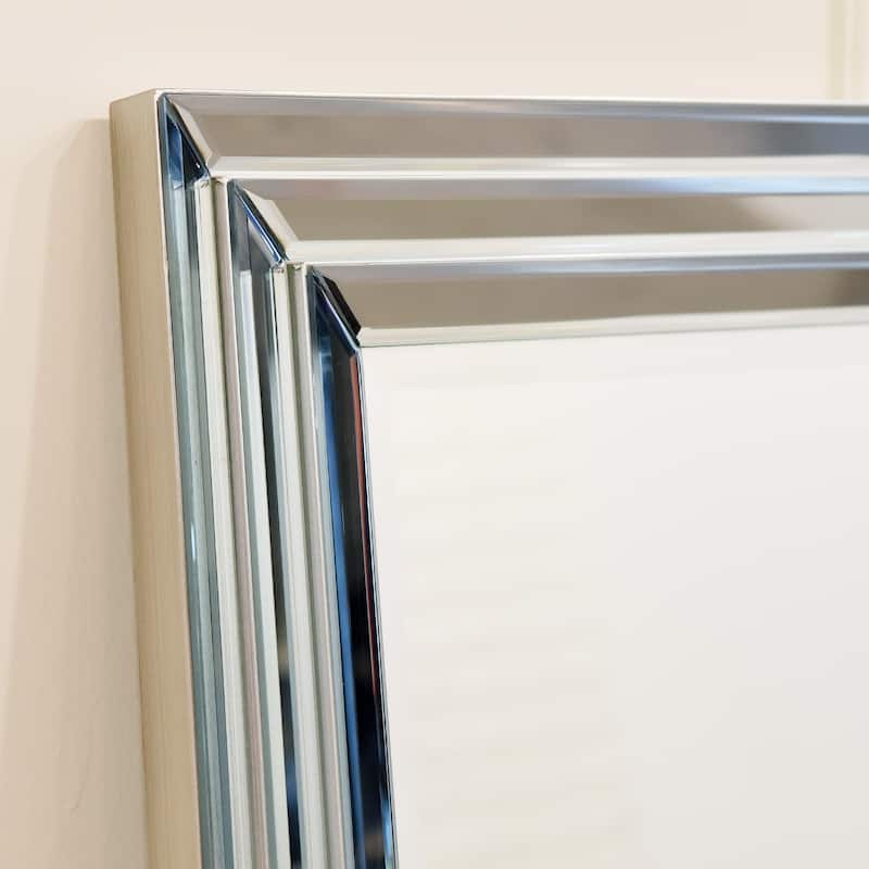 Multi-Faceted 2" Beveled Wall Mirror with Glass Frame, 40" x 30" - Clear - 30 in. x 1.38 in. x 40 in.
