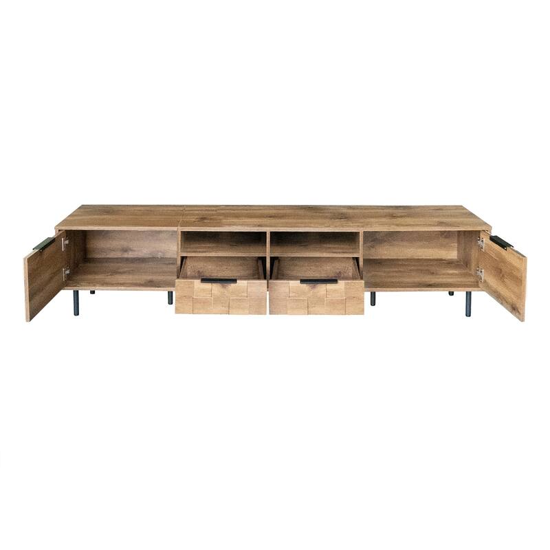 Mid Century TV Stand Media Console Table for TVs up to 85" with 2 Drawers