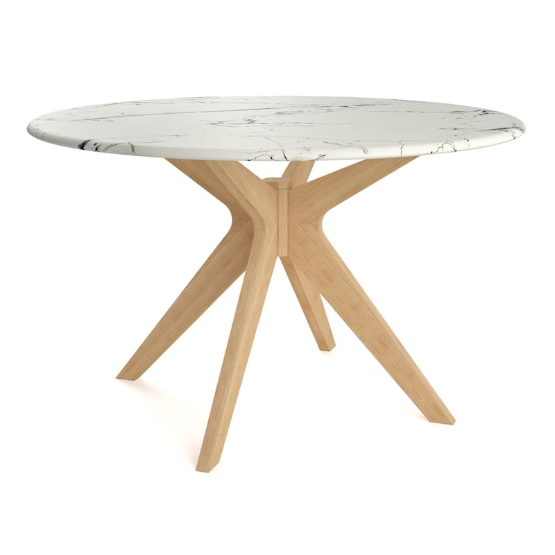 Elysian - 50" Round Faux Marble Dining Table - Oak