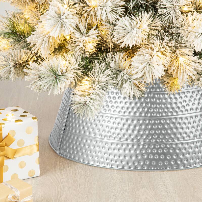 Glitzhome 22"/26"D Hammered Metal Christmas Tree Collars