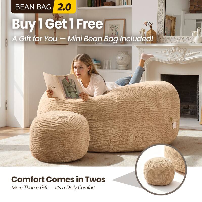 OVIOS Plush Wrapped Lounger Sofa With Ottoman