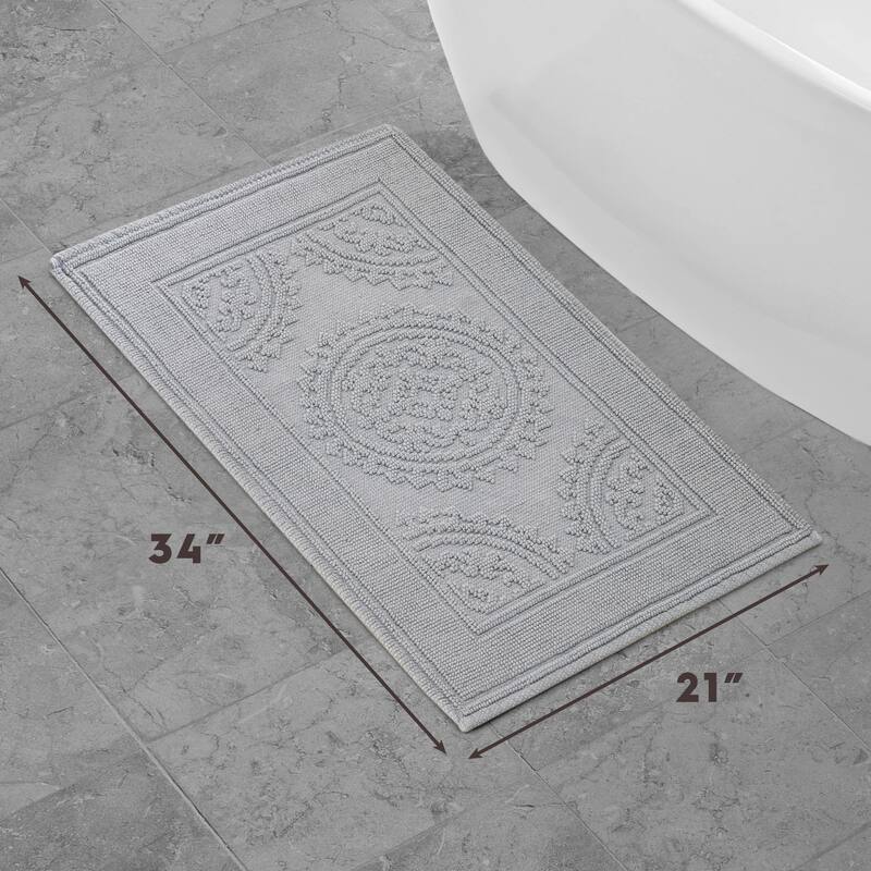Jean Pierre Cotton Stonewash Medallion 21 x 34 in. Bath Rug