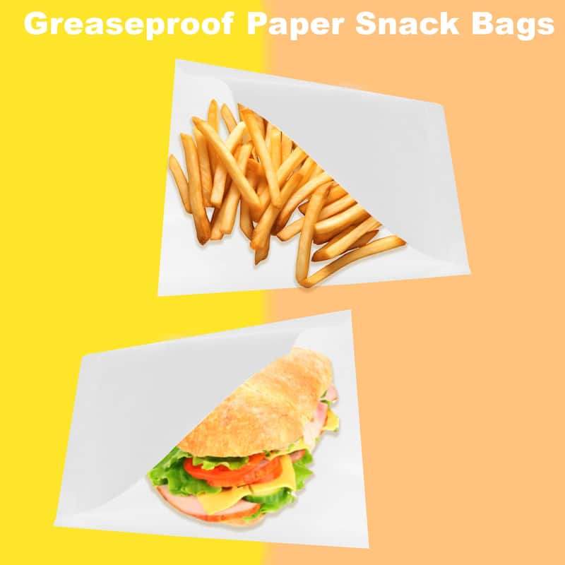 100Pcs Kraft Paper Sandwich Bags Double Open - White - 5.1 x 5.1 Inch
