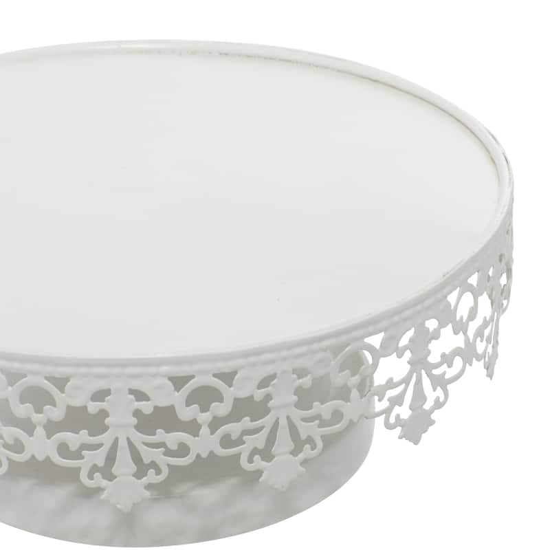 Metal Cake Stand with Pedestal Base - Set of 3 White - Roche River Decor - 13"W x 13"L x 4"H