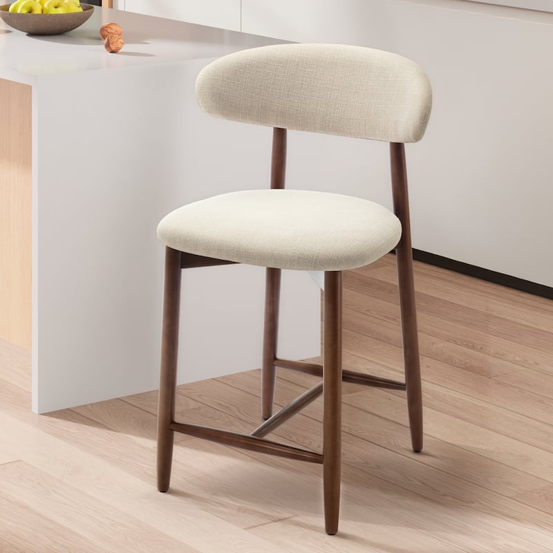 RENEWLINE Mid-Century Modern Upholstered Bar Stools with Backrest - Solid Wood Legs Counter Height Stools