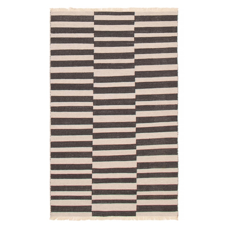 Ankara FW Grey, Grey Kilim 4'11" x 8'0" - 4'11 x 8'0 - Dark Grey/ Light Grey - 4'11 x 8'0