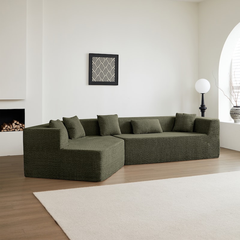 127.5'' Modern Minimalist Sectional Couch With Deep Seat,No Assembly