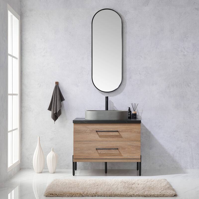 Trento Bath Vanity with Sintered Stone Top with Concrete Sink (O)