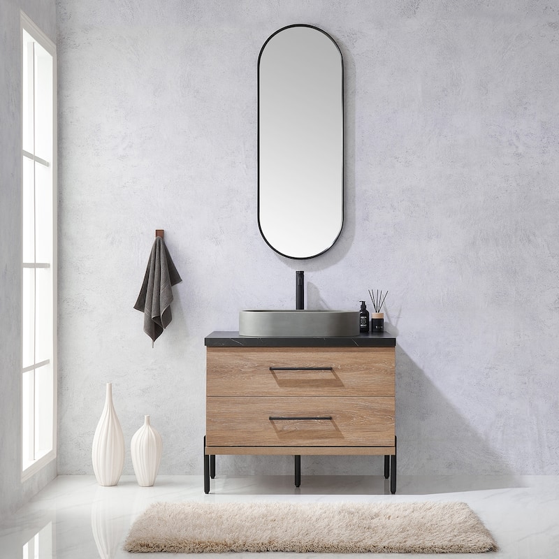 Trento Bath Vanity with Sintered Stone Top with Concrete Sink (O)