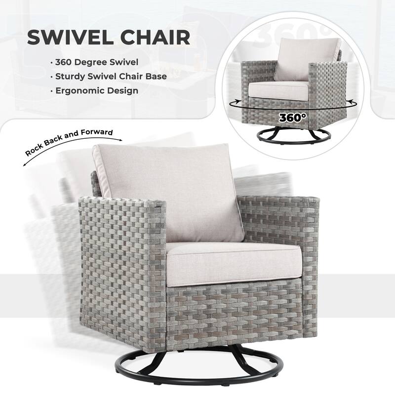 HOOOWOOO 10-piece Wicker Patio Furniture Outdoor Sectional Sofa Set with Fire Pit