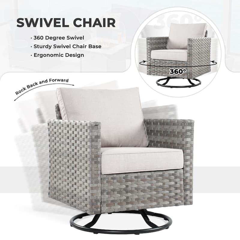 HOOOWOOO 9-piece Handwoven Wicker Patio Sectional Set with Swivel Rocking Chair
